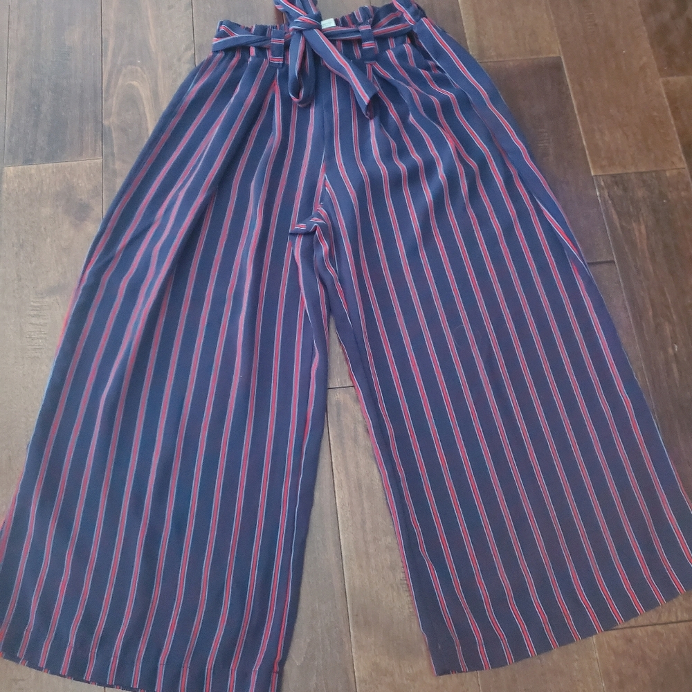 Striped Wide-Leg Pants - Navy and Ted Size Small By Urban Romantics Size Small